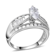 925 Sterling Silver Engagement Rings Rhodium Plated Cubic Zirconia CZ Wedding Promise Rings for Her Wedding Band for Women Jewelry Ct 3.8 Size 7 Birthday Gifts for Women